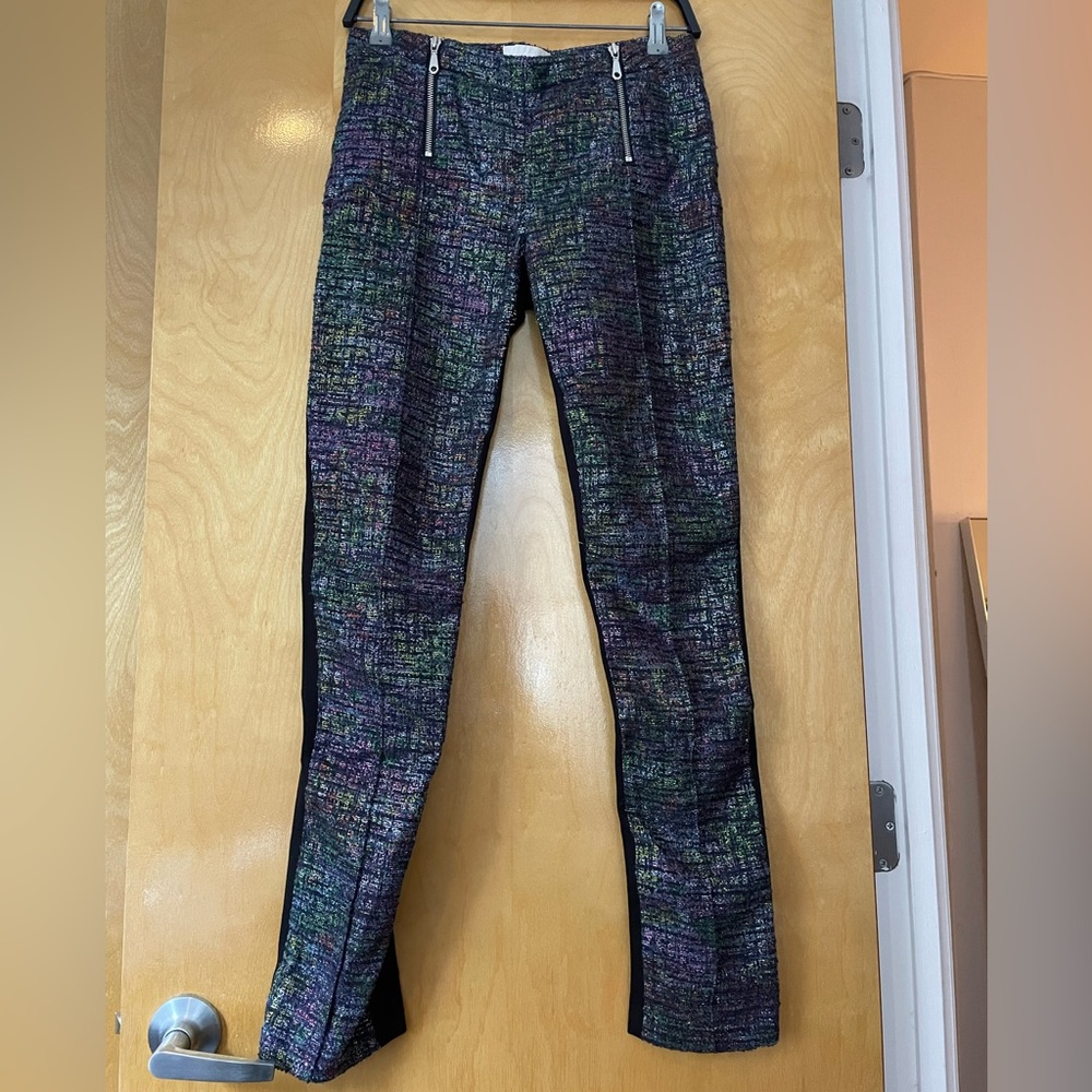 Rebecca Minkoff Shimmer Pants with Zippers and Stretch Back
